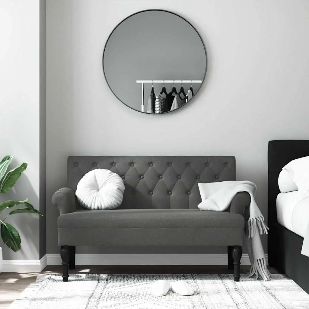 Fabric Bench with Backrest for Living Room or Office Grey 120 x 62 x 75.5 cm