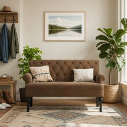 Faux Suede Leather Padded Bench with Backrest Specifications