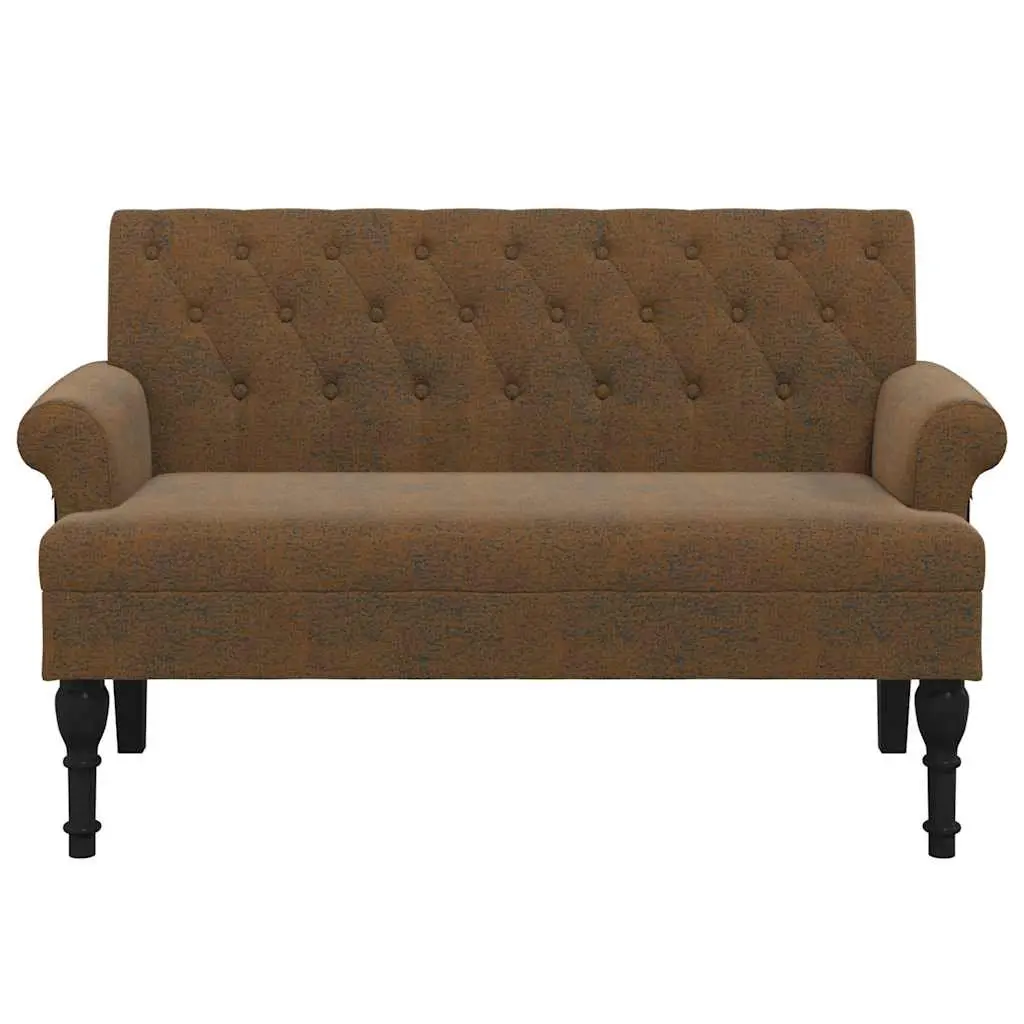 Faux Suede Leather Padded Bench with Backrest