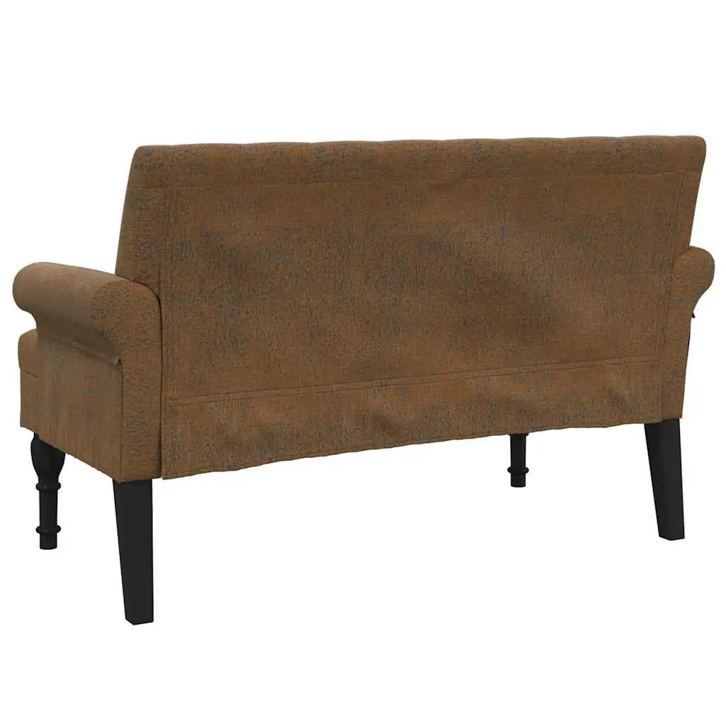 Faux Suede Leather Padded Bench with Backrest