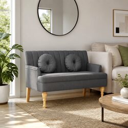 Grey Bench with Cushions: Dimensions and Features