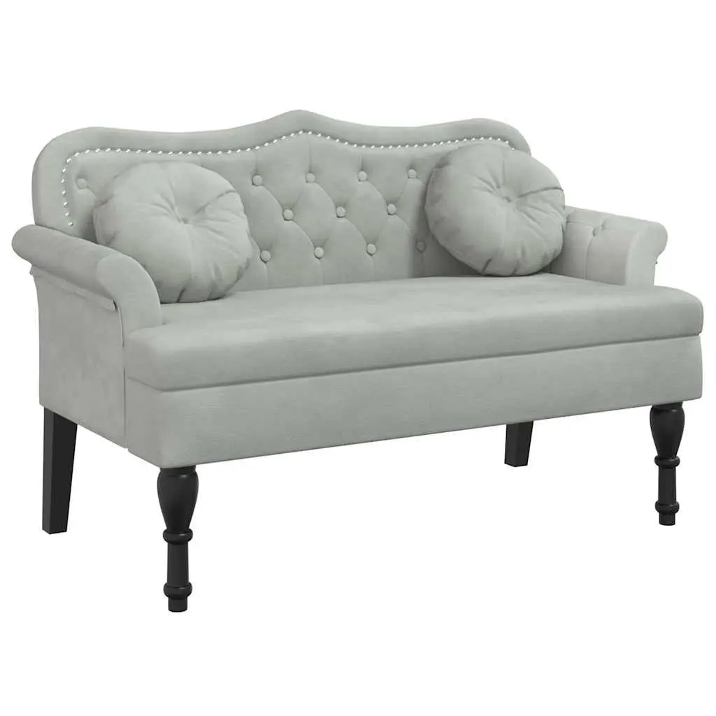 Bench for Home Office Light Grey Velvet Seating