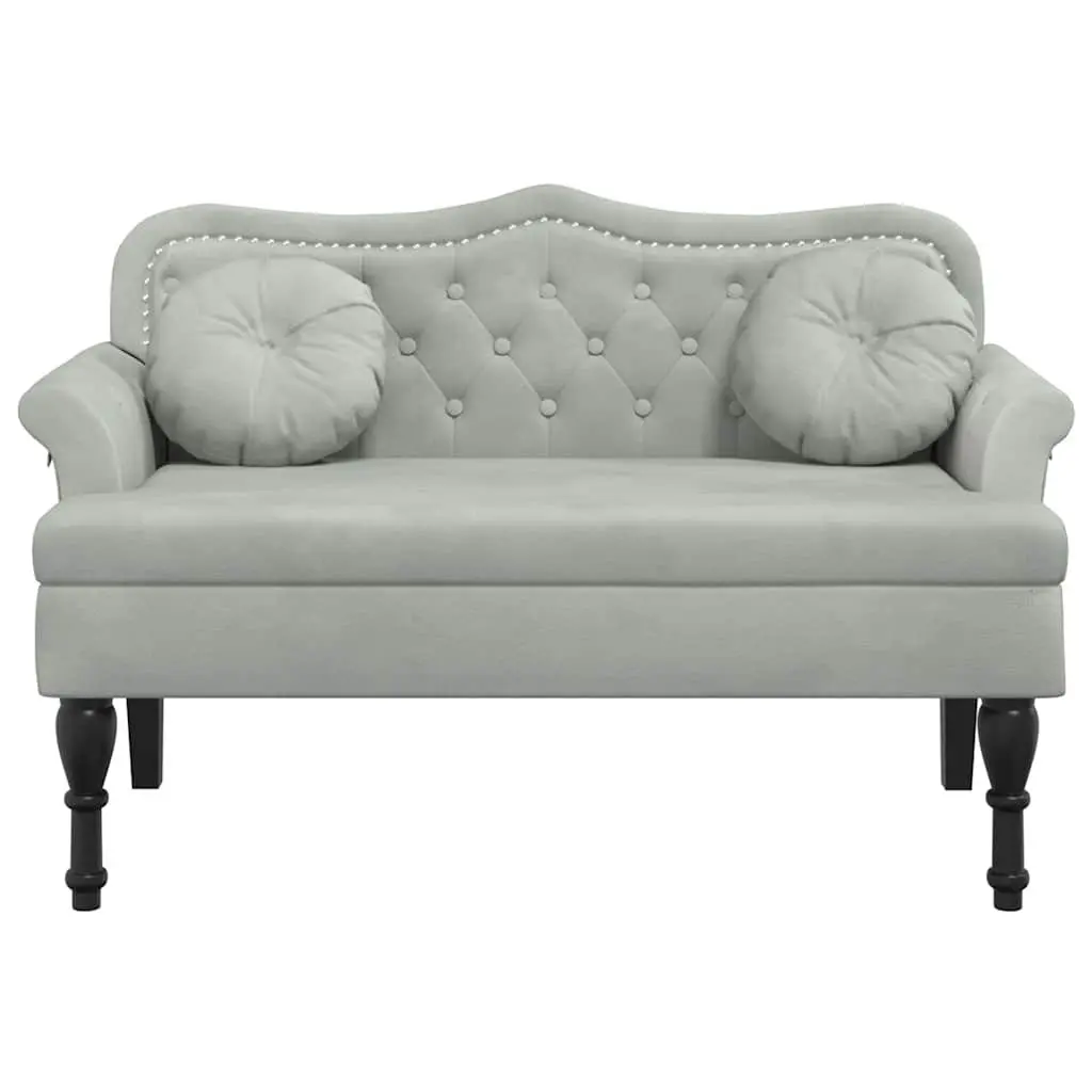 Bench for Home Office Light Grey Velvet Seating