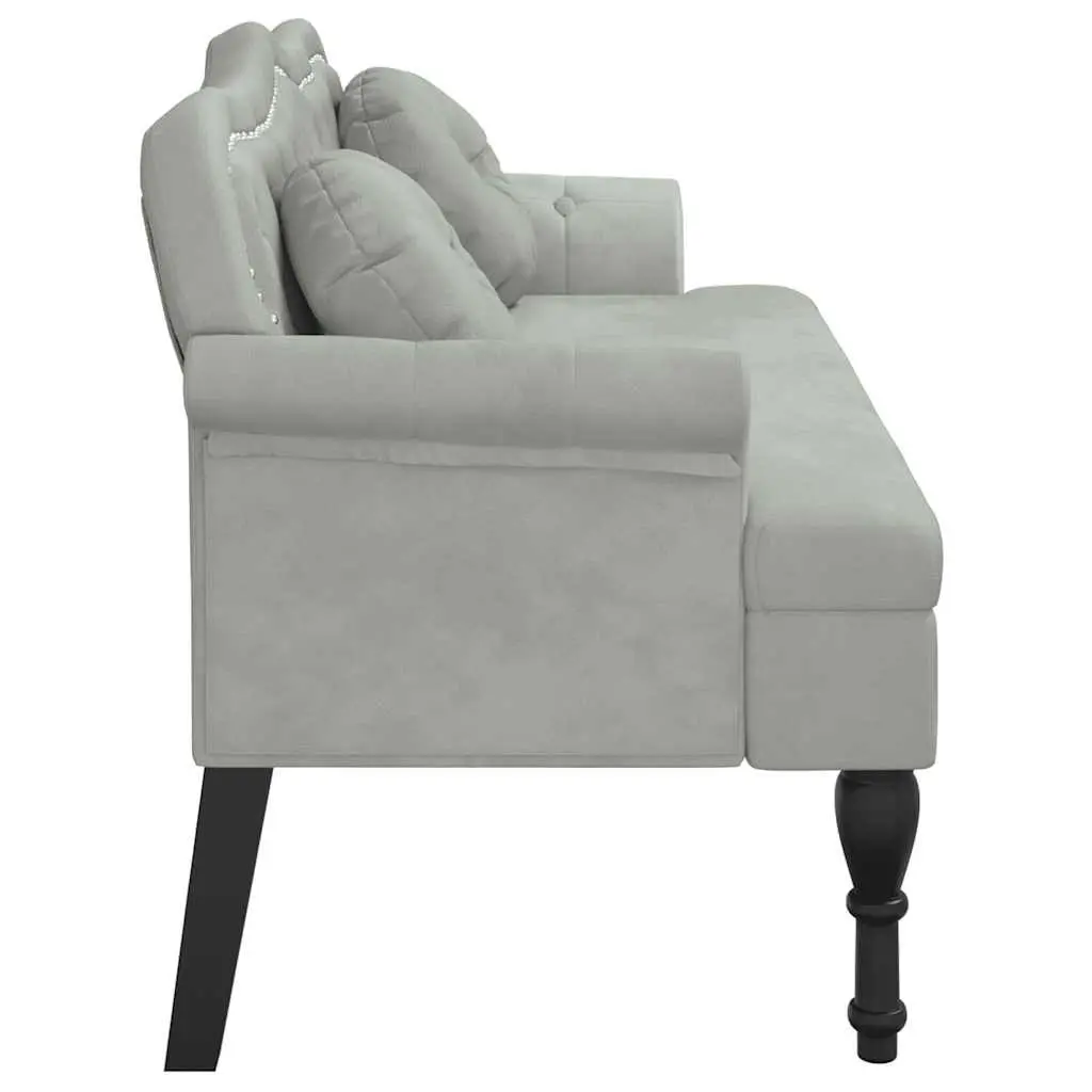 Bench for Home Office Light Grey Velvet Seating