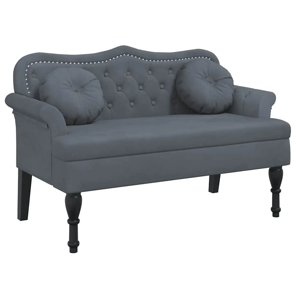 Grey Velvet Bench with Detailed