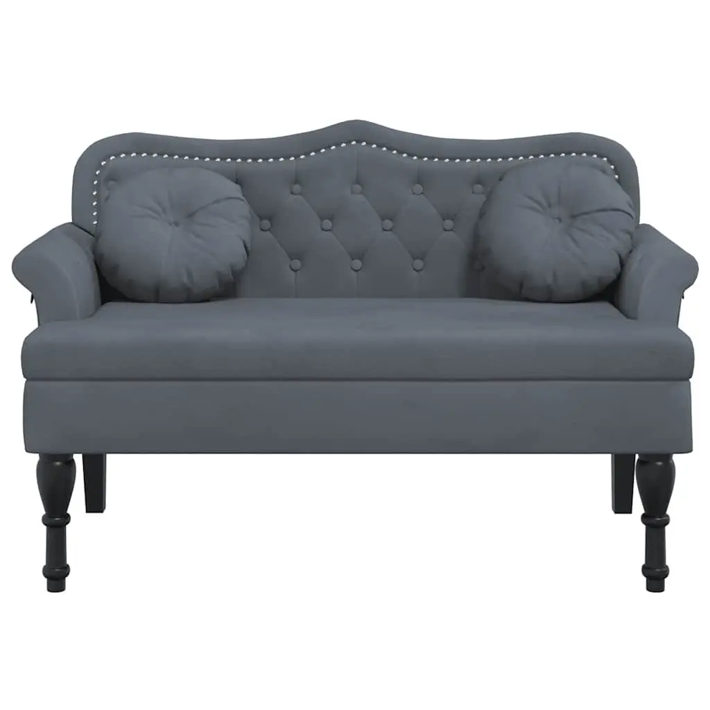 Grey Velvet Bench with Detailed