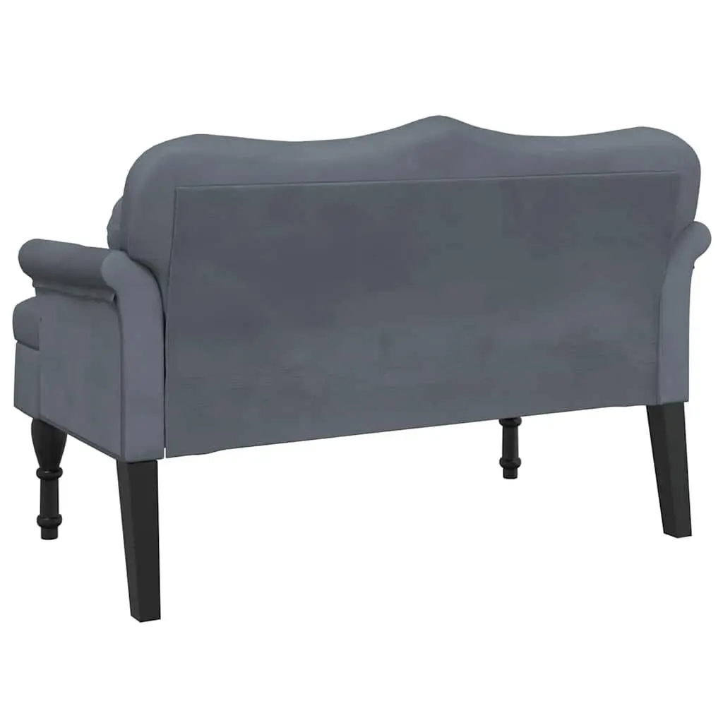 Grey Velvet Bench with Detailed