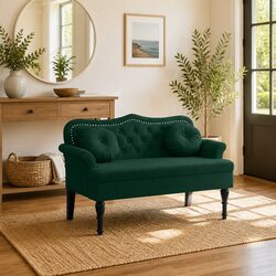 Specifications of Dark Green Velvet Bench with Cushions