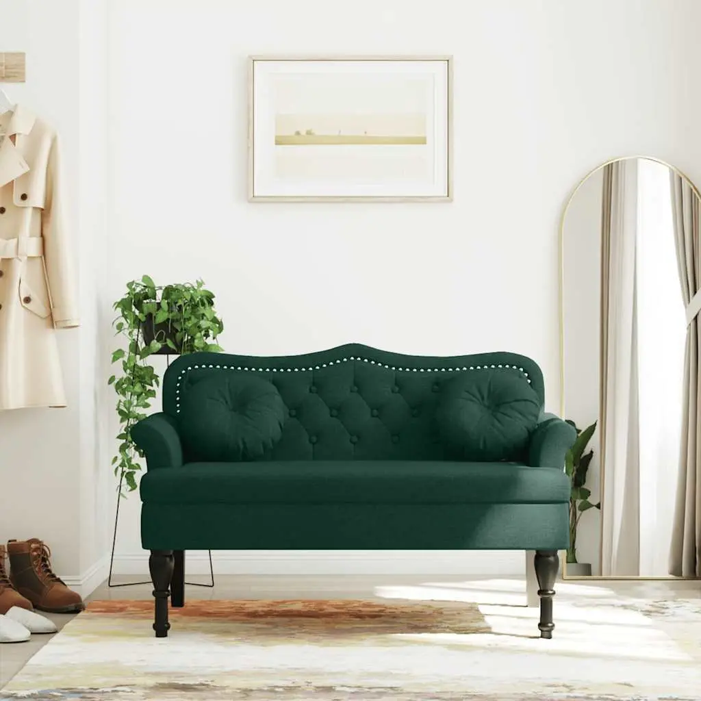 Bench for Living Room Dark Green Velvet 120.5L x 65W x 75H cm