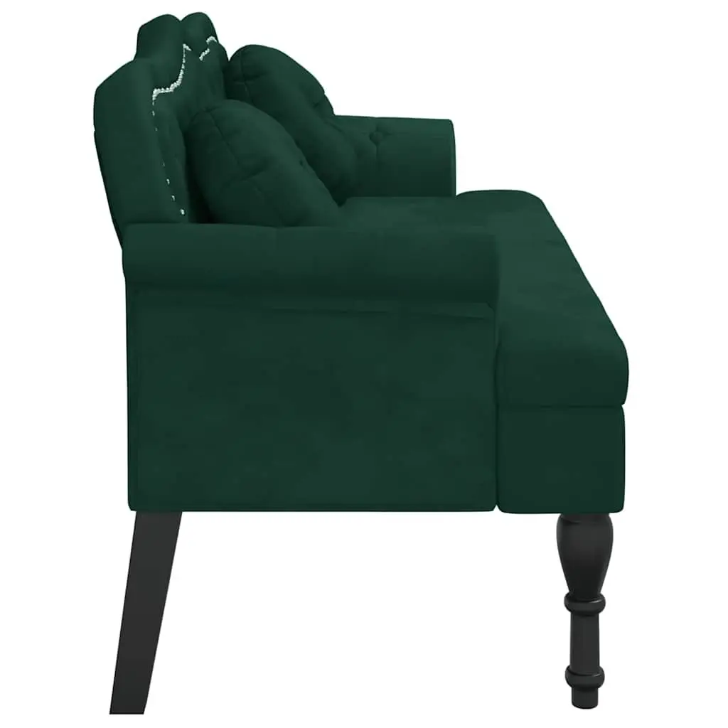 Bench for Living Room Dark Green Velvet 120.5L x 65W x 75H cm