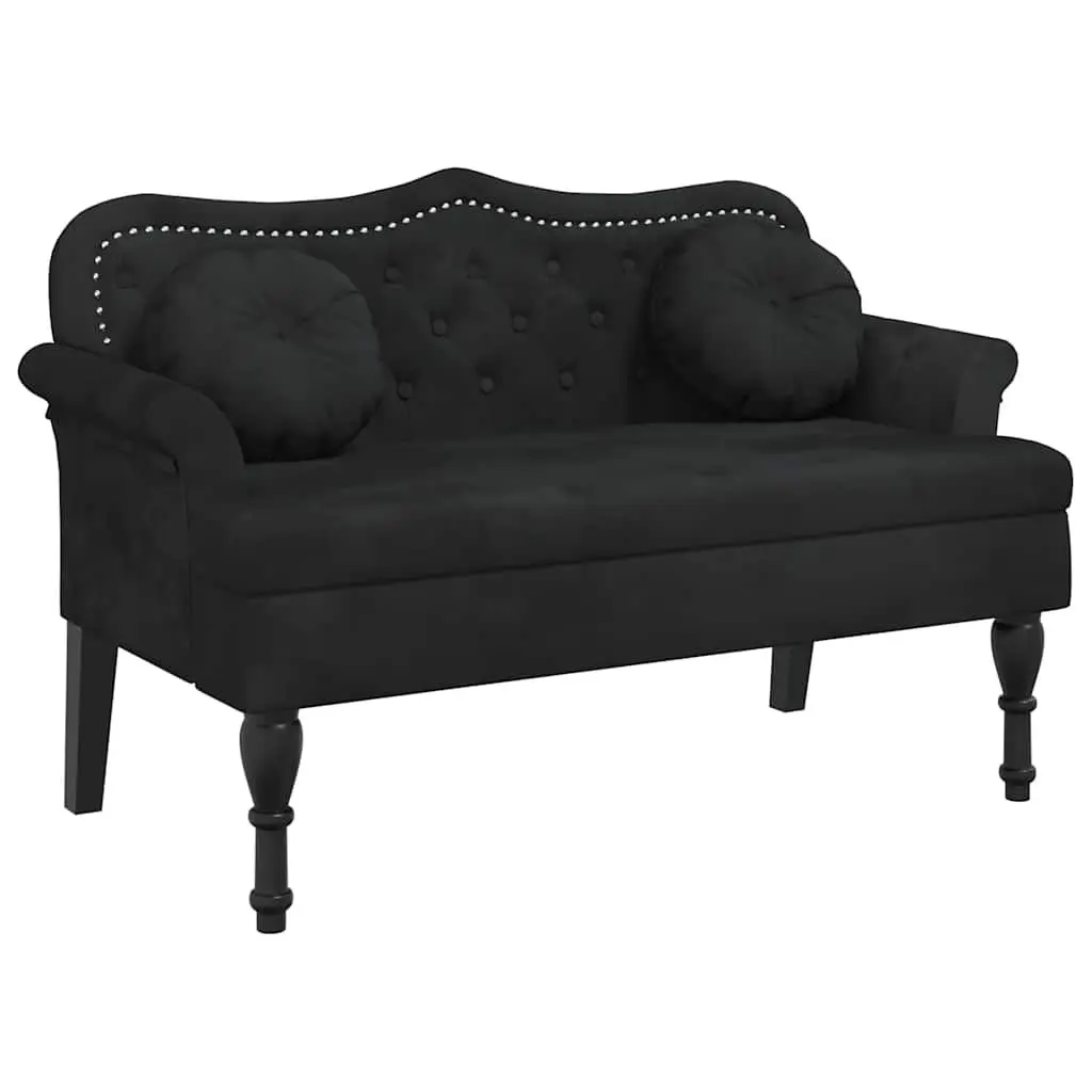 Bench for Living Room Bedroom Office Black Velvet 120.5 x 65 x 75 cm