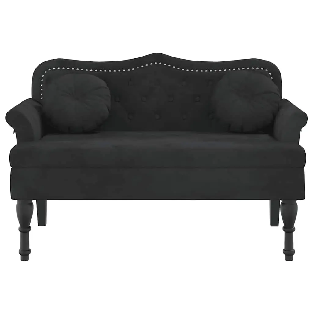 Bench for Living Room Bedroom Office Black Velvet 120.5 x 65 x 75 cm