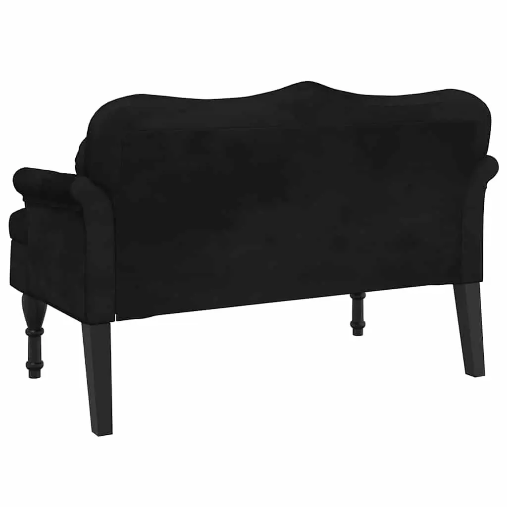 Bench for Living Room Bedroom Office Black Velvet 120.5 x 65 x 75 cm