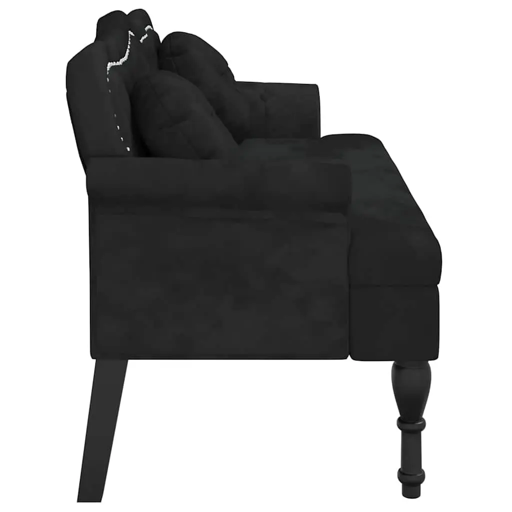 Bench for Living Room Bedroom Office Black Velvet 120.5 x 65 x 75 cm
