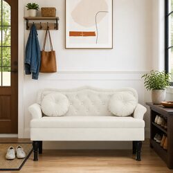 Dimensions and Details of the Cream Velvet Bench