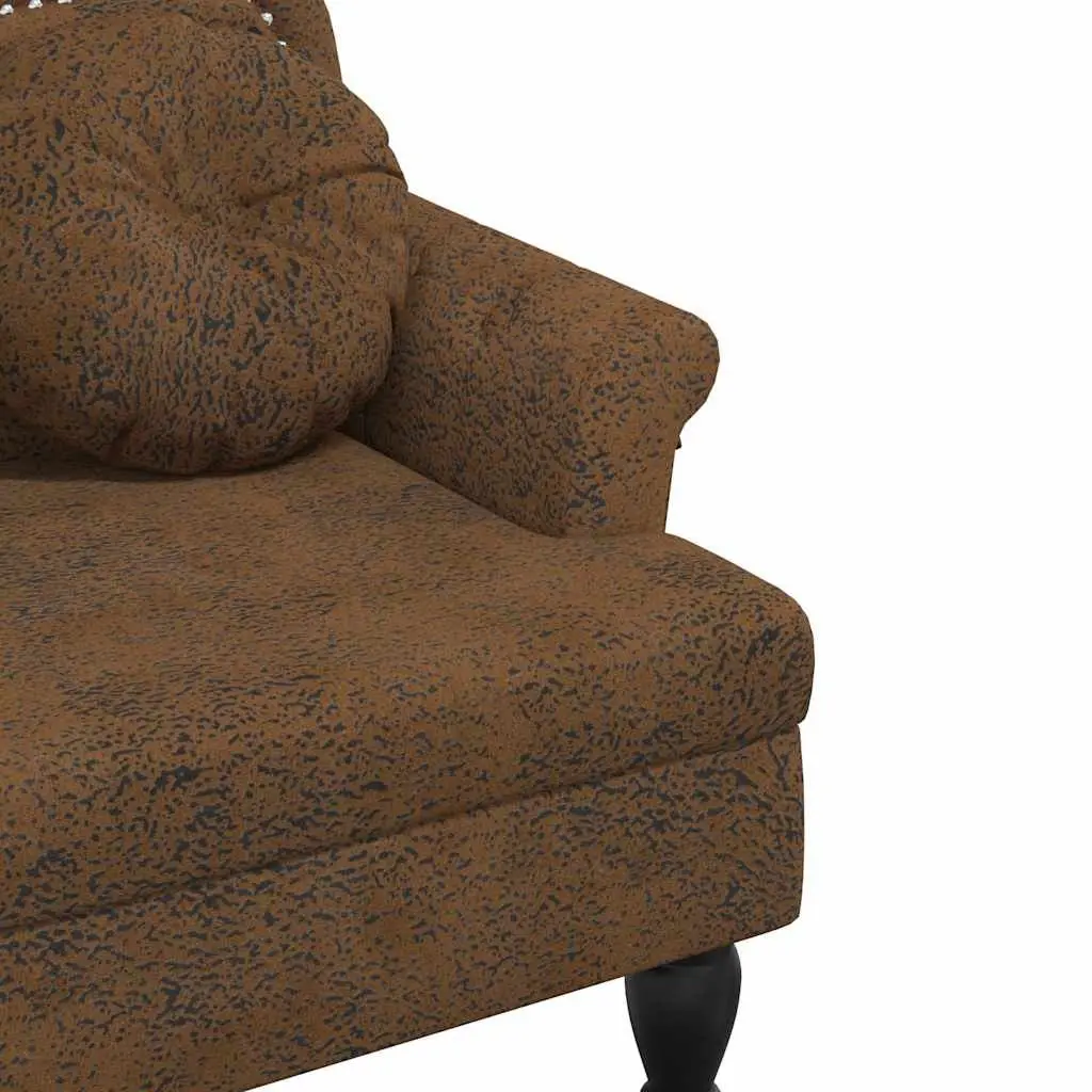 Brown Faux Suede Upholstered Bench