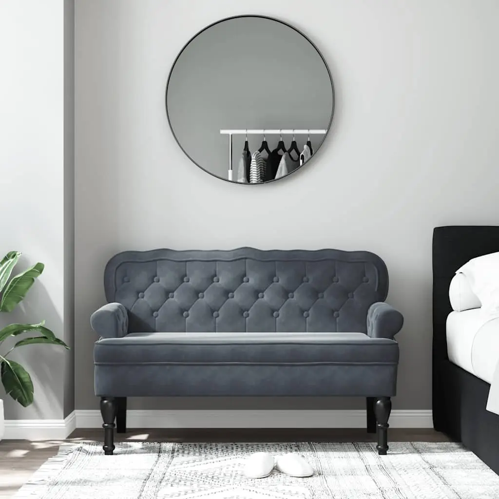 Velvet Bench for Living Room Grey 119.5 x 64.5 x 75 cm