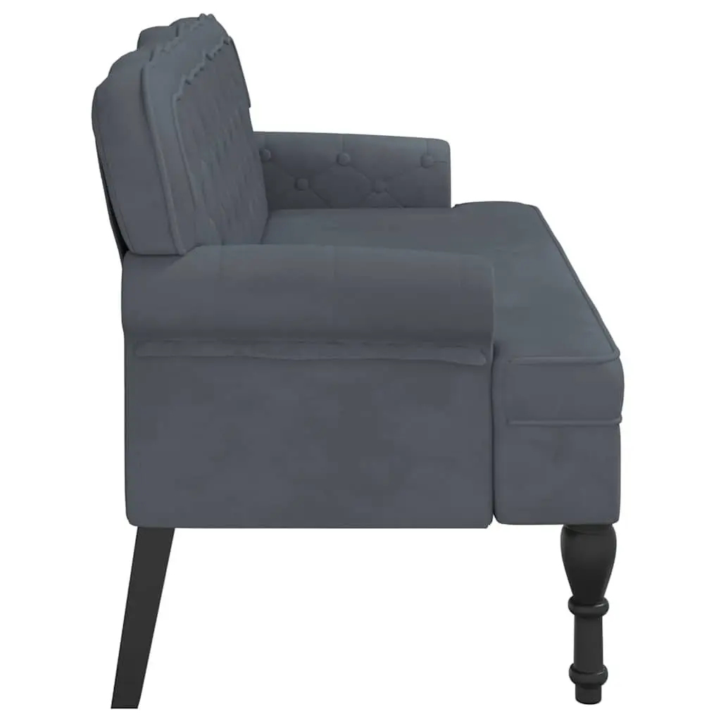 Velvet Bench for Living Room Grey 119.5 x 64.5 x 75 cm