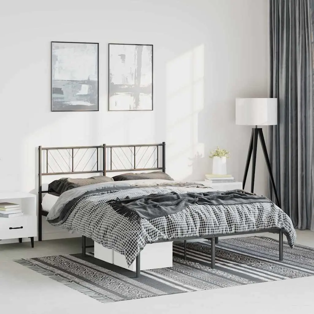 Metal Bed Frame Black 150x200 cm Bedroom