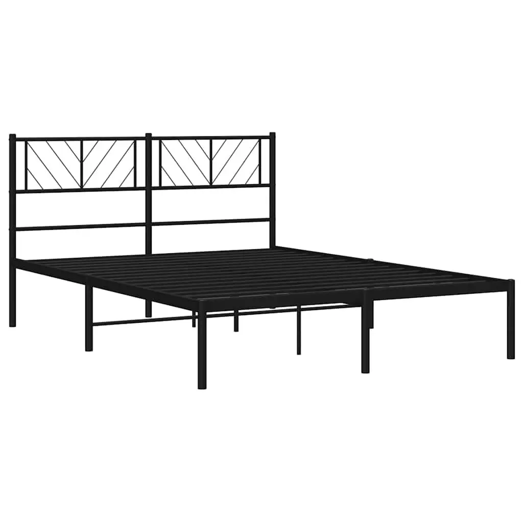 Metal Bed Frame Black 150x200 cm Bedroom