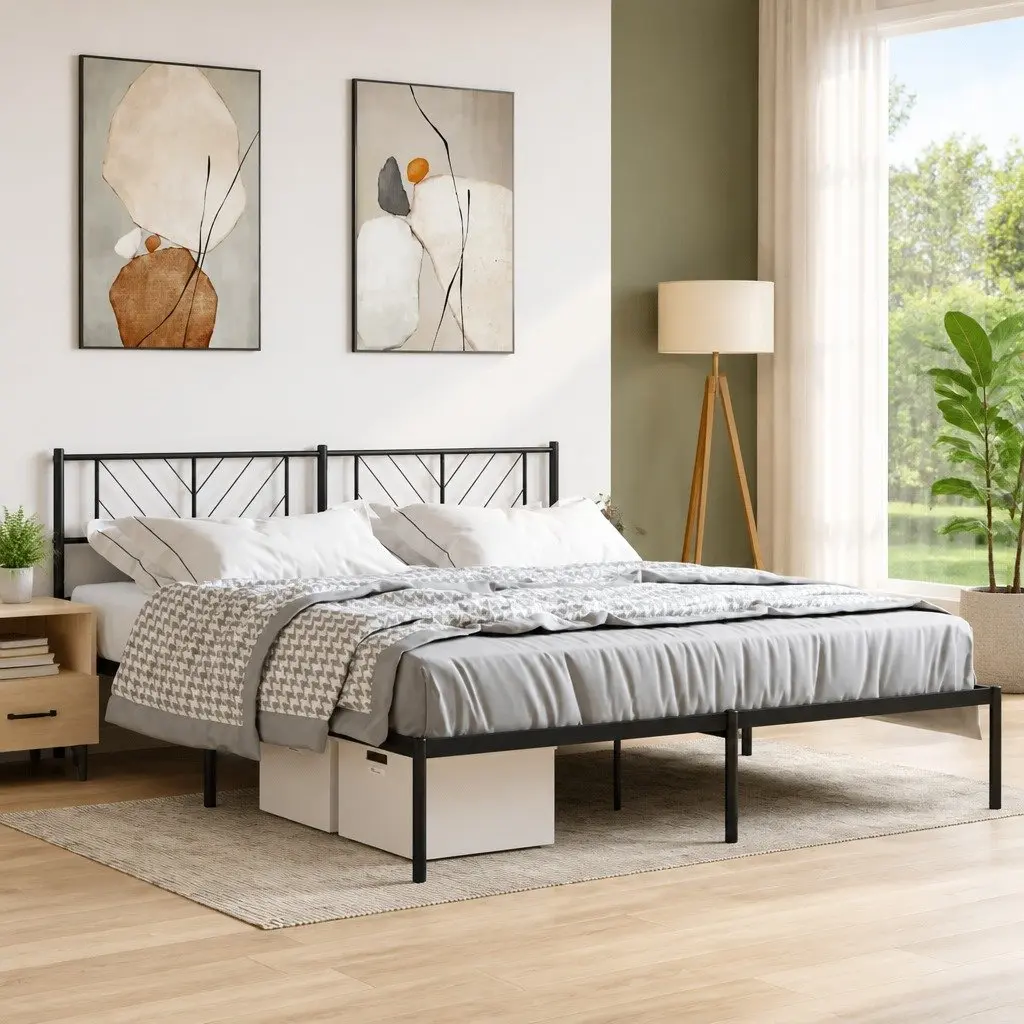 Metal Bed Frame King Size 183x203cm with Black Finish