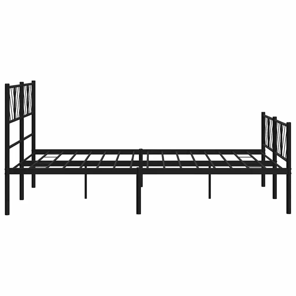 Black Metal Bed Frame 135x190 cm with Headboard and Footboard