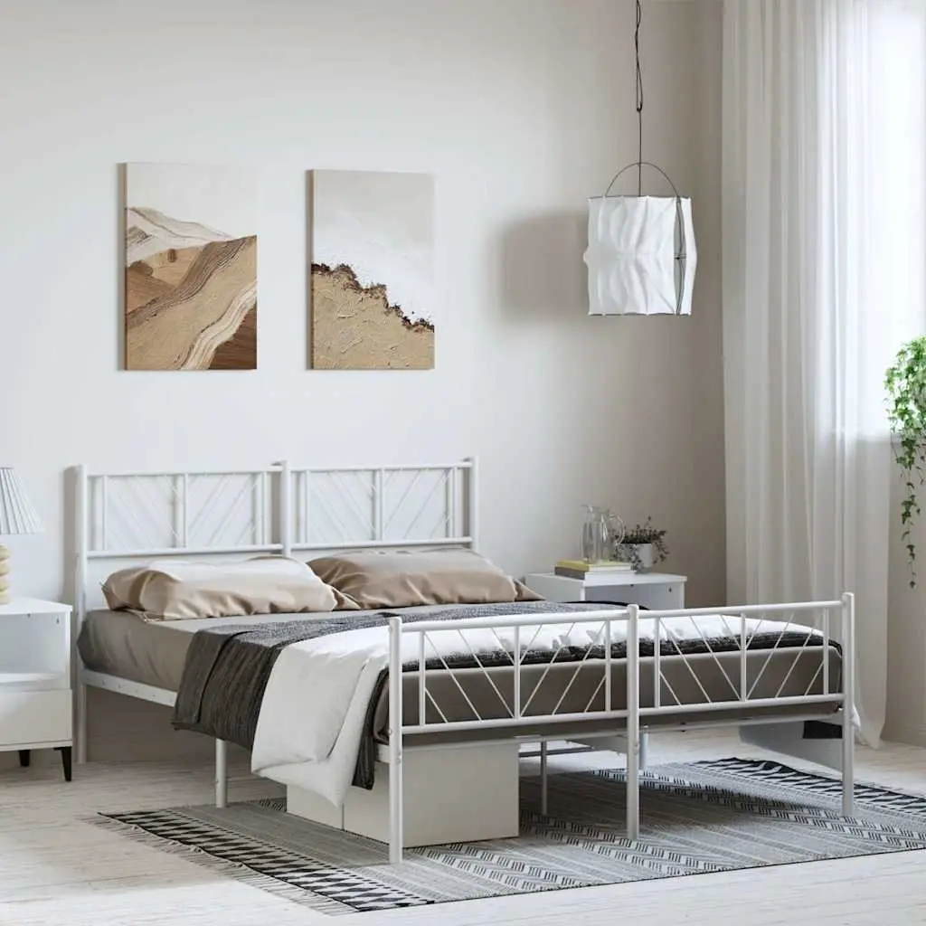 Metal Bed Frame Bedroom 150x200 cm White