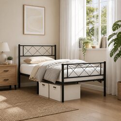 King Single Bed Frame Specifications: 107x203cm Black Steel