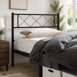 Black Metal Headboard - 107cm Wide, Durable Design
