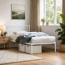 King Single Metal Bed Frame Dimensions 107x203cm White