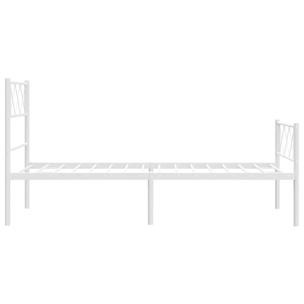 Metal Bed Frame King Single for Bedroom 107x203 cm with Footboard Slatted Base White