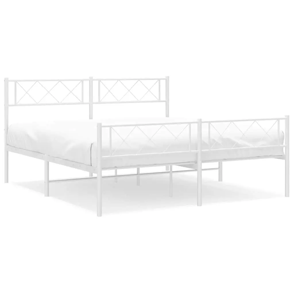 Metal Bed Frame White 135x190cm Bedroom