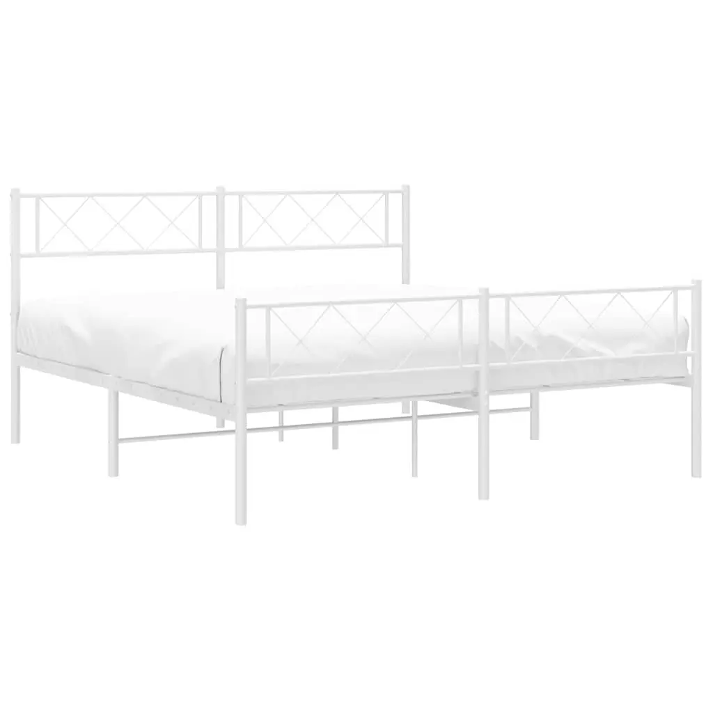 Metal Bed Frame White 135x190cm Bedroom