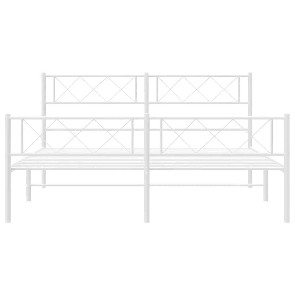 Metal Bed Frame White 135x190cm Bedroom