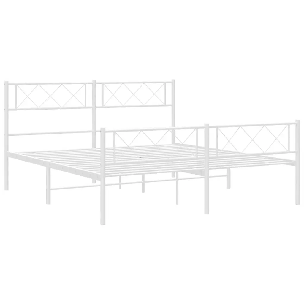 Metal Bed Frame White 135x190cm Bedroom