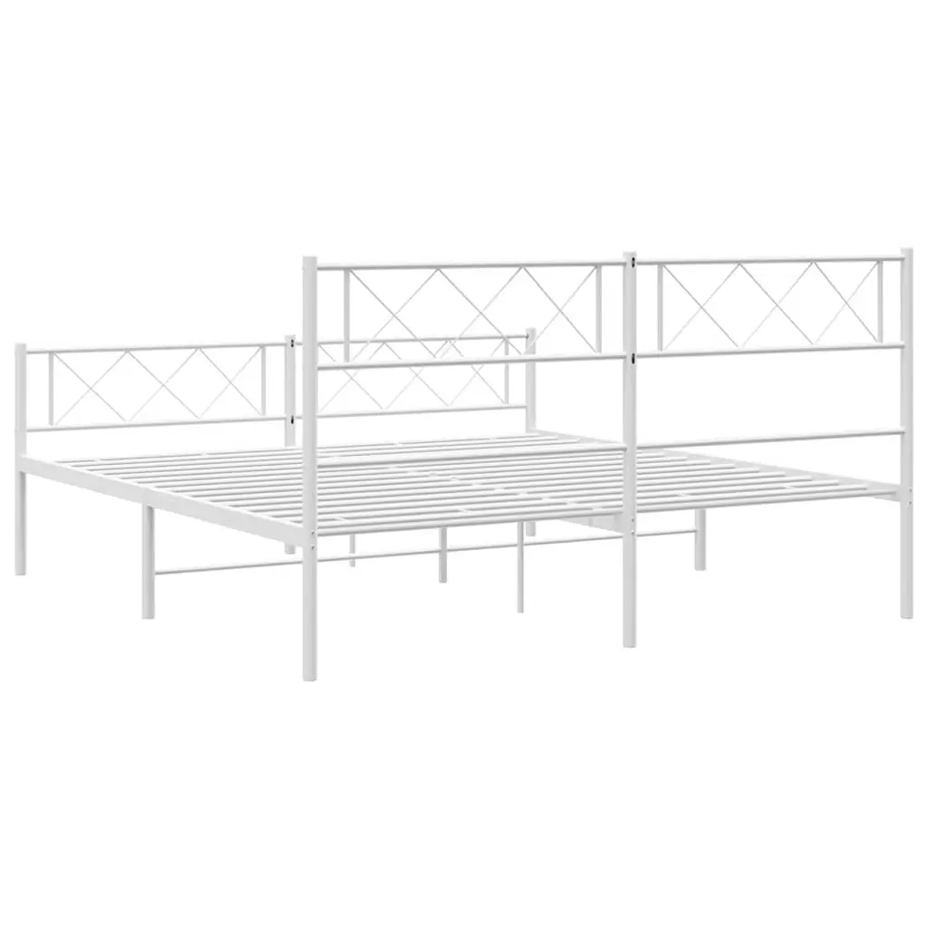 Metal Bed Frame White 135x190cm Bedroom
