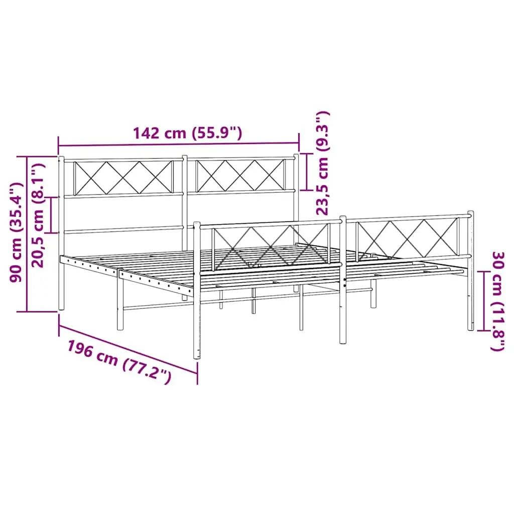 Metal Bed Frame White 135x190cm Bedroom
