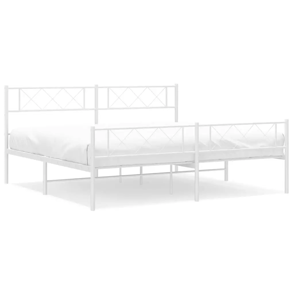 Metal Bed Frame King Bedroom 183x203cm White
