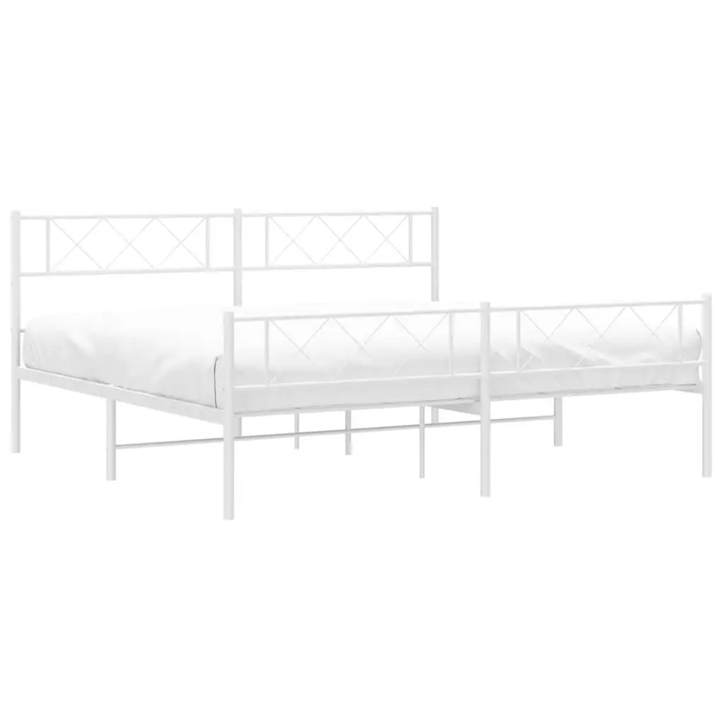 Metal Bed Frame King Bedroom 183x203cm White