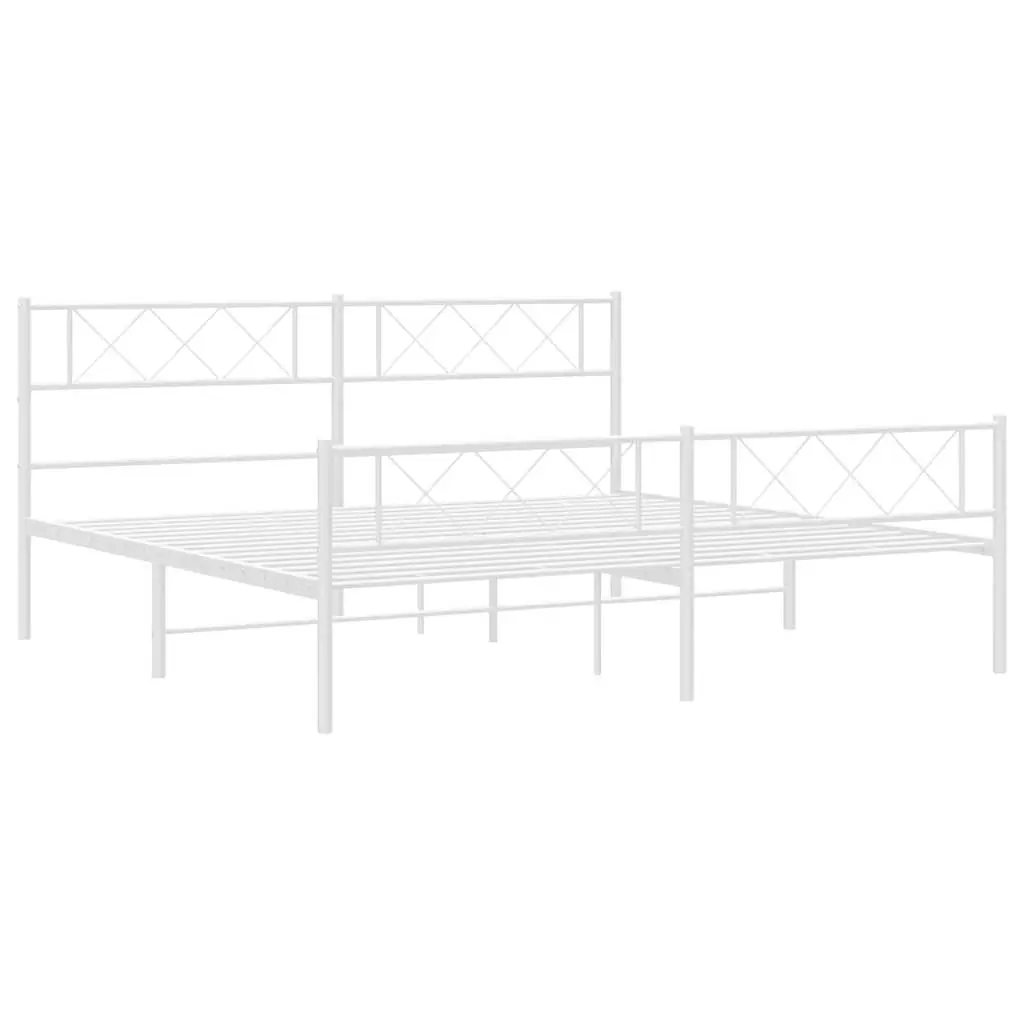 Metal Bed Frame King Bedroom 183x203cm White