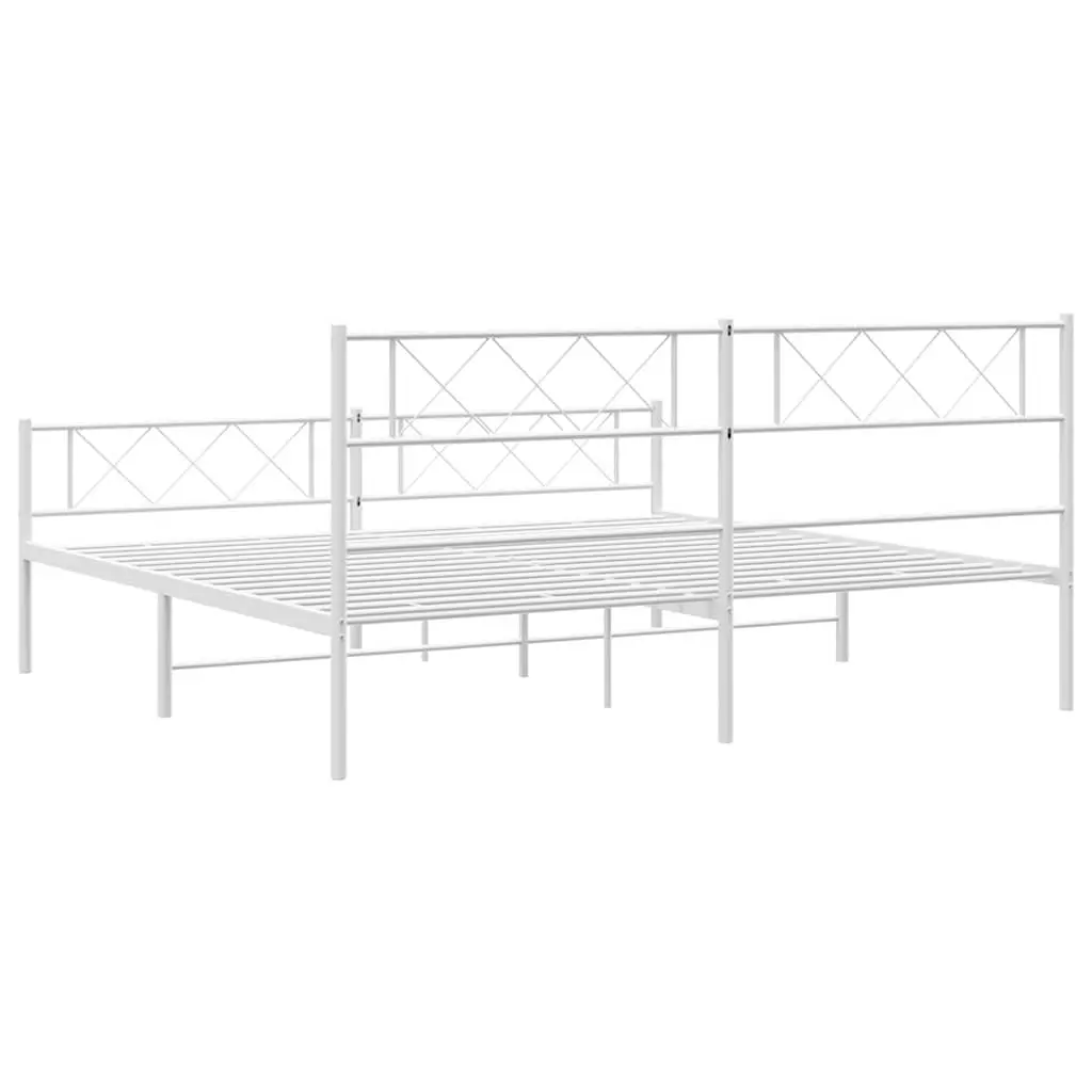 Metal Bed Frame King Bedroom 183x203cm White