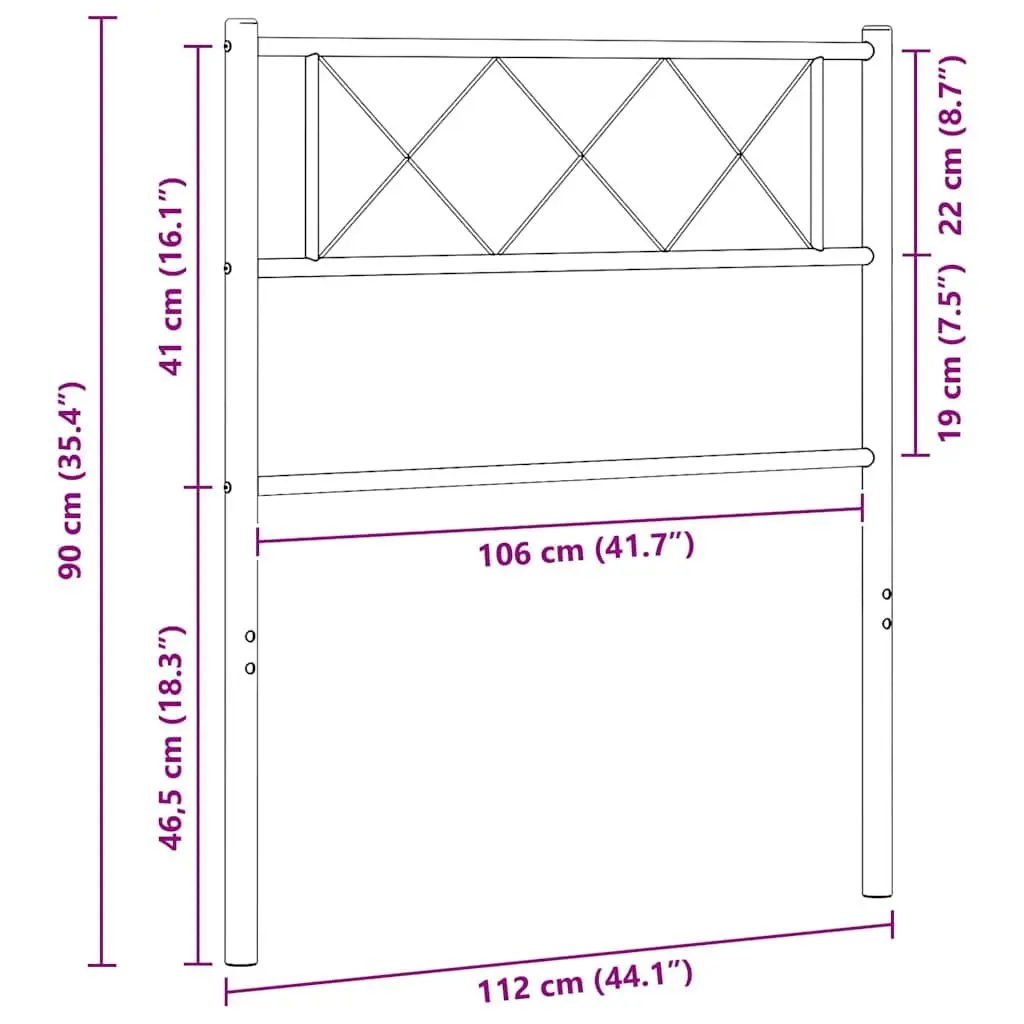 Metal Headboard for Bedroom 107 cm White Steel Support