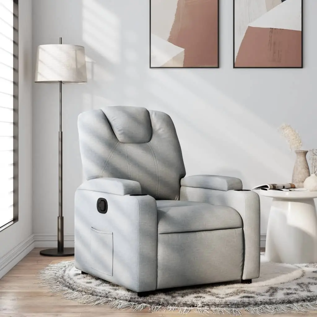 Recliner Chair for Living Room Manual Reclining Grey Fabric Armchair