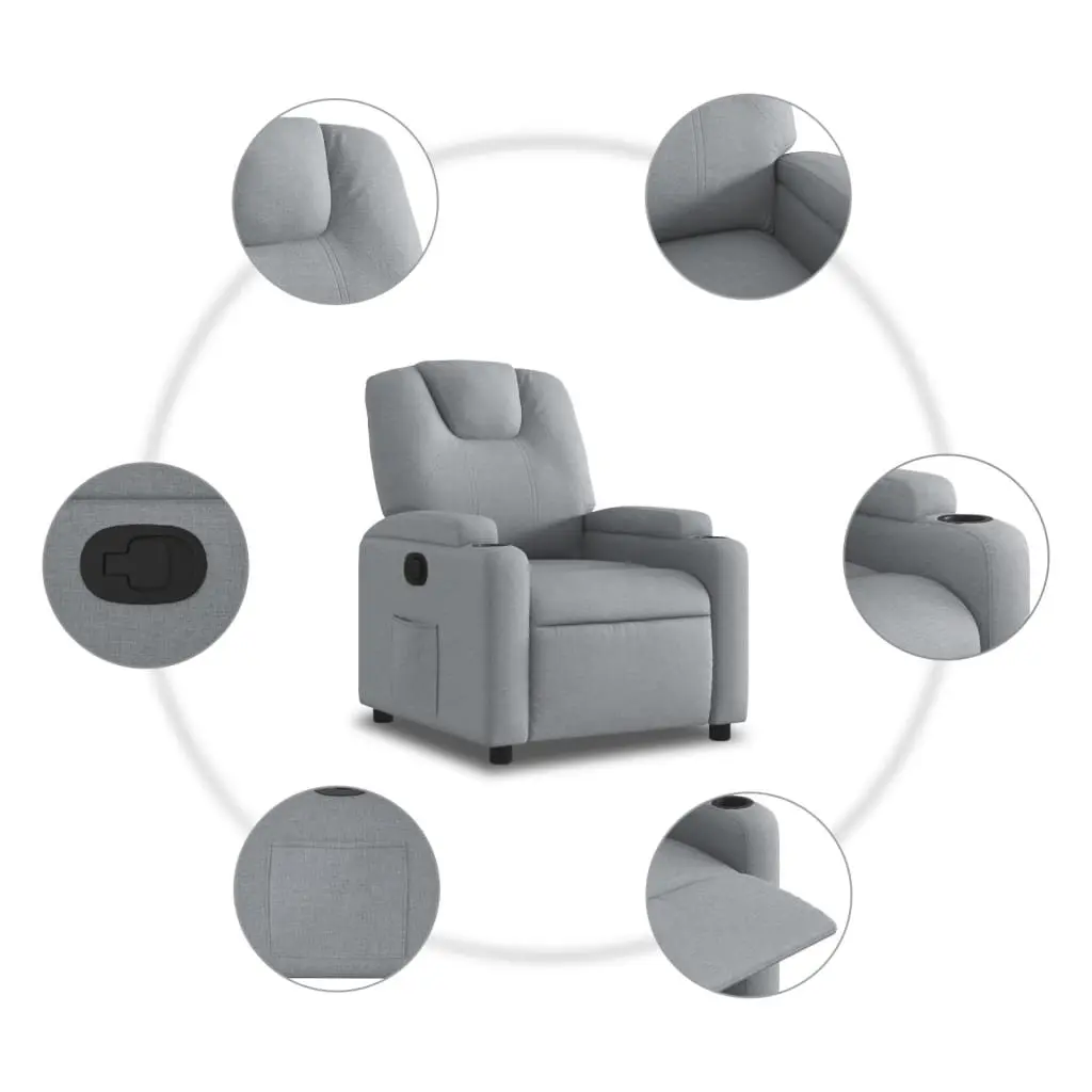 Recliner Chair for Living Room Manual Reclining Grey Fabric Armchair
