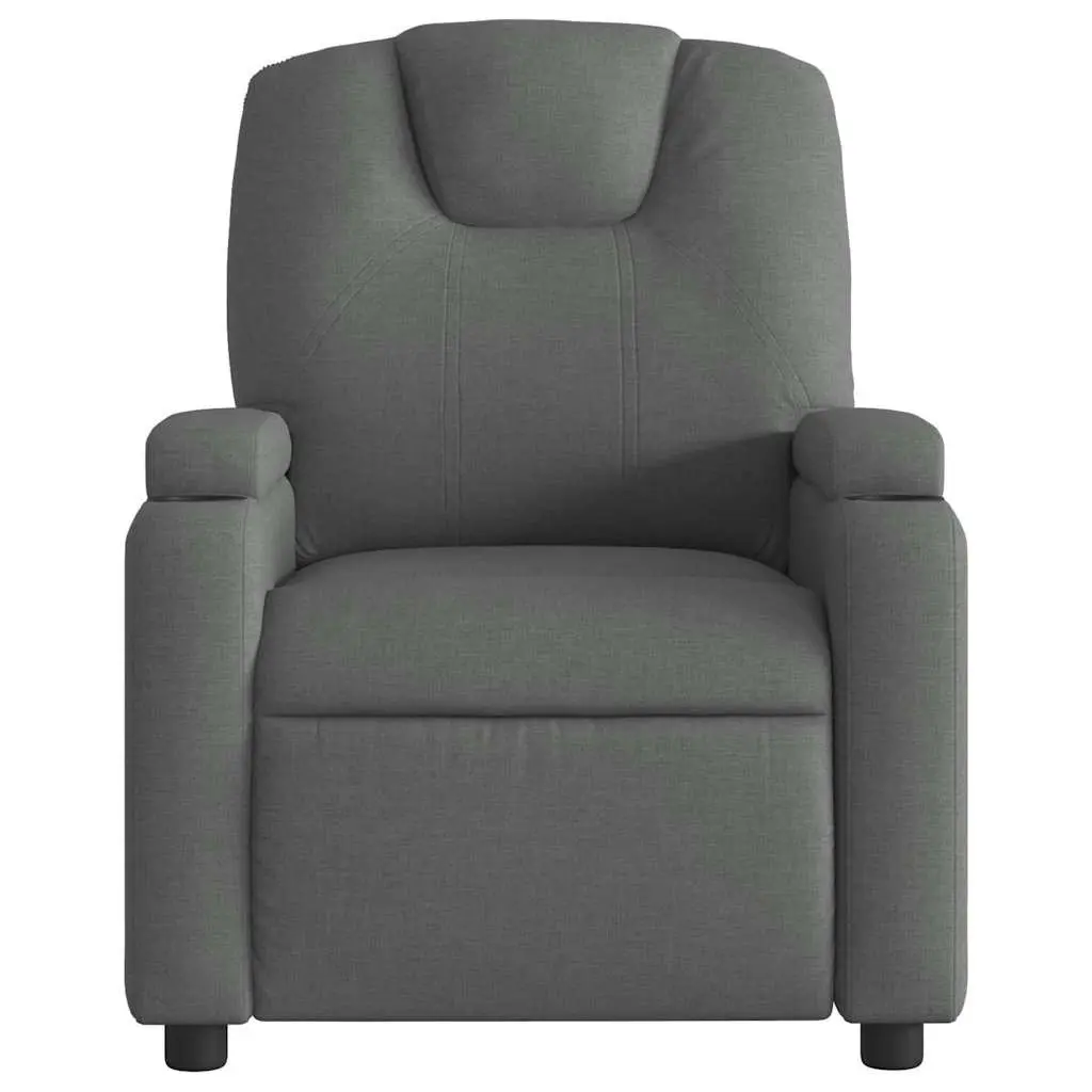 Recliner Chair Grey Fabric Manual Recline Living Room Size