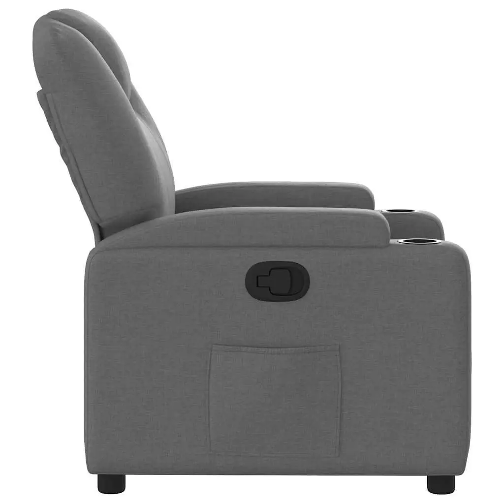 Recliner Chair Grey Fabric Manual Recline Living Room Size