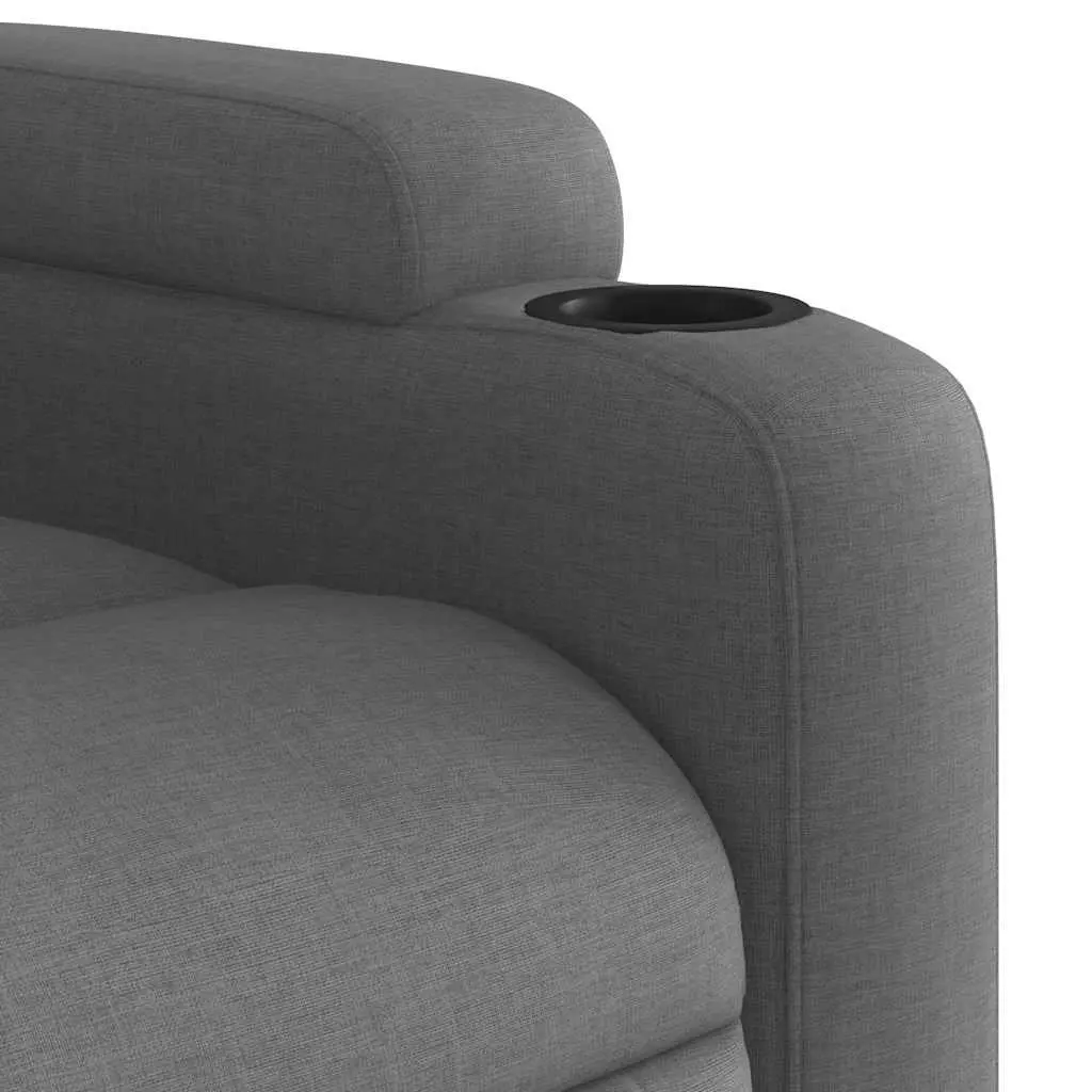 Recliner Chair Grey Fabric Manual Recline Living Room Size