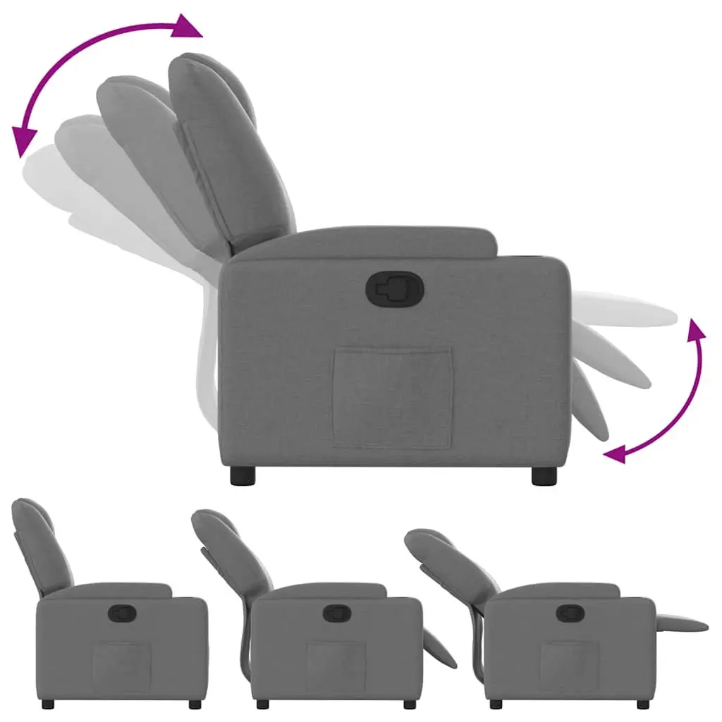 Recliner Chair Grey Fabric Manual Recline Living Room Size