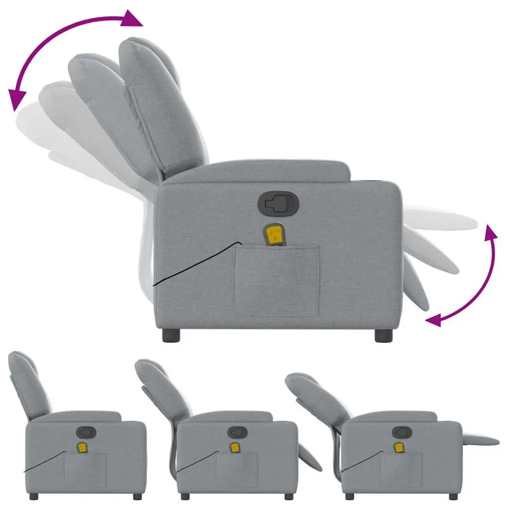 Massage Recliner Armchair for Home 6 Points Manual Recline Grey