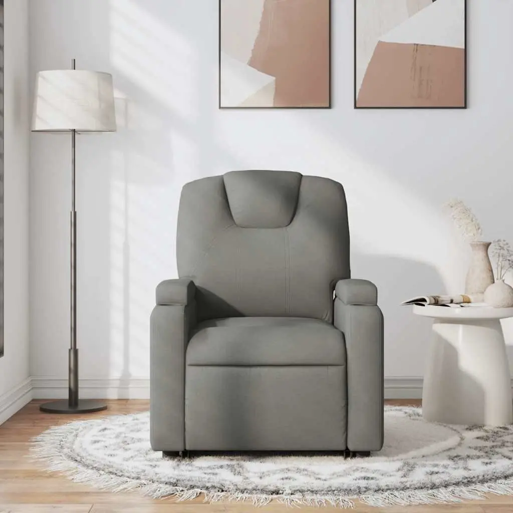 Massage Recliner Chair for Living Room Grey Fabric Manual Recline 135 Degree